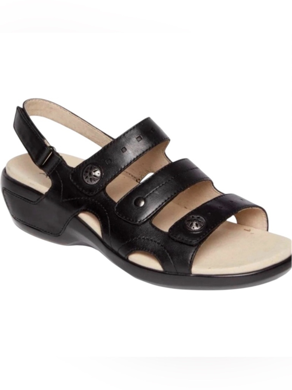 Aravon by New Balance Three Strap Comfort Sandals Black Leather Size 9 B - Picture 12 of 12